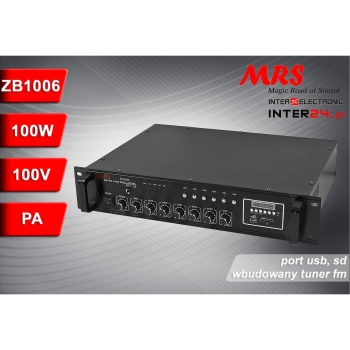 WZMACNIACZ RADIOWĘZŁOWY MRS PA ZB1006SD 100W SD, USB, FM 6-STREF-112894